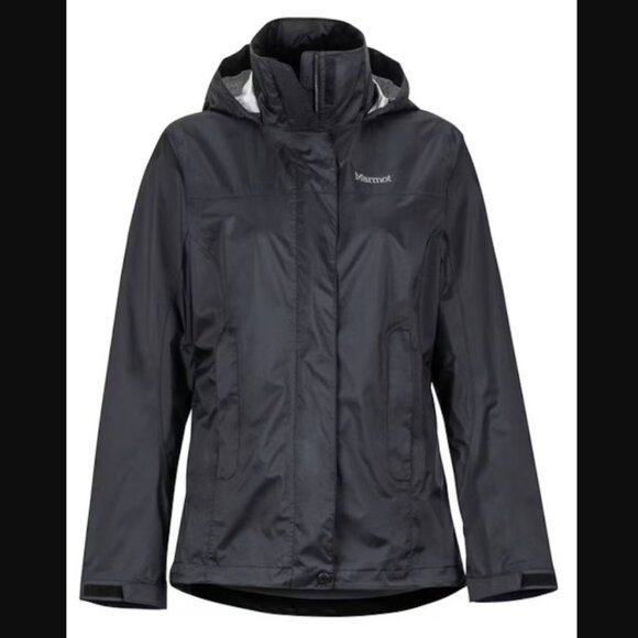 Marmot Women's PreCip Eco Jacket Size S Black Waterproof Taped Seams Hood - Picture 1 of 12
